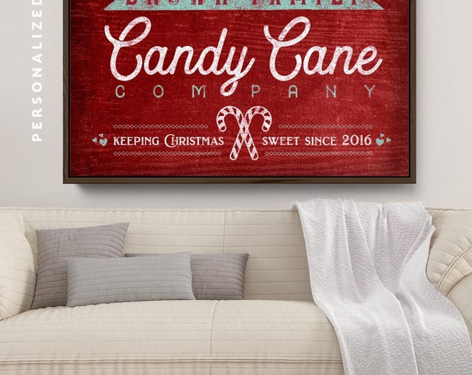Christmas Wall Sign: Personalized Family Name - Canvas or Paper