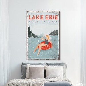 Vintage Lake House Sign, Custom Lake Name Float Art, Rustic Cabin Lake Decor
