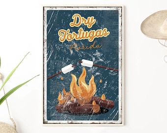 Personalized Campfire Sign: Vintage Camping Art (Canvas or Aluminum)