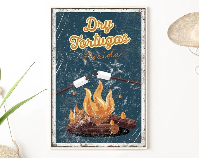 Personalized Campfire Sign: Vintage Camping Art (Canvas or Aluminum)