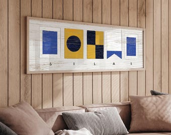 Custom Nautical Flags Sign, Sailing Flags Last Name Personalized Gift, Nautical Wall Art