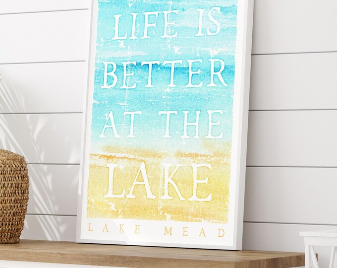 Lakehouse Canvas Sign, Vintage Style "Life Is Better at the Lake" (Custom Location)