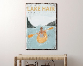 Lake House Wall Art: Custom Kayak Sign - Yellow, Rustic Decor