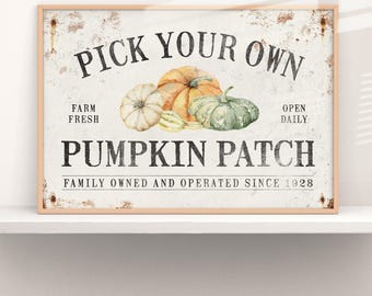 Pumpkin Farm Wall Sign: Custom Vintage Fall Decor - Rustic Farmhouse