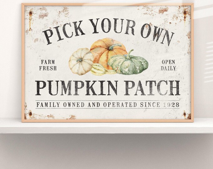 Pumpkin Farm Wall Sign: Custom Vintage Fall Decor - Rustic Farmhouse