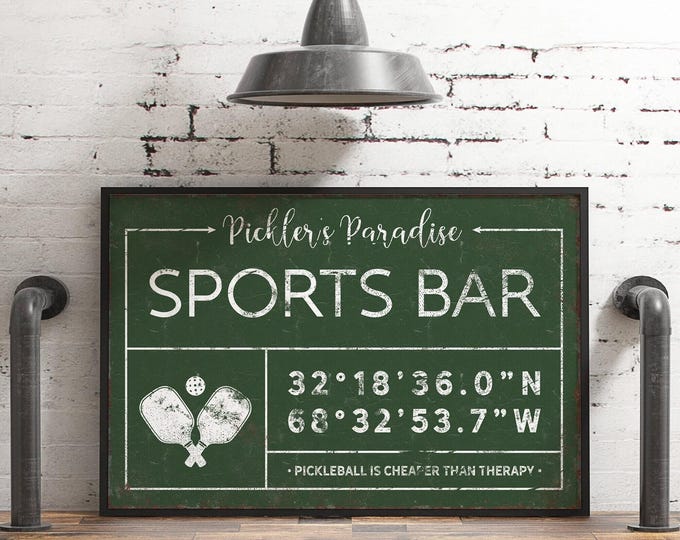 Pickleball Wall Art: Custom Coordinates and Name (Multiple Sizes)
