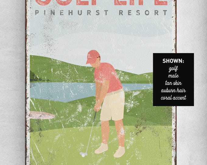 Personalized Golf Sign - Vintage Look, Custom Text and Course
