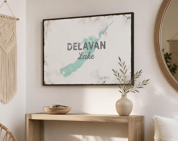Contour Map Lake Sign, Personalized Teal Lake Silhouette Art, Custom Name Gift For Cabin