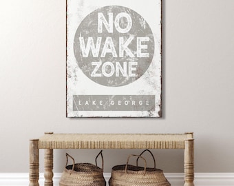No Wake Zone Canvas Print: Rustic Lake George Style (Framed or Unframed)