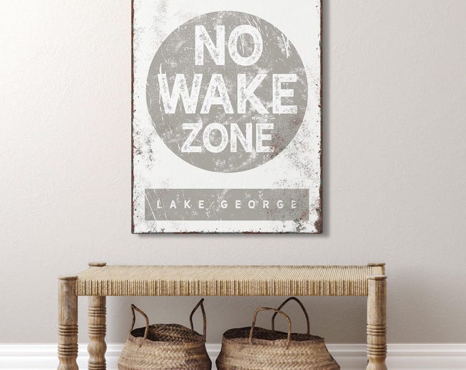No Wake Zone Canvas Print: Rustic Lake George Style (Framed or Unframed)