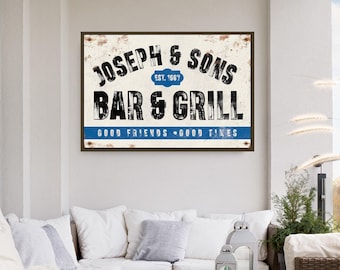 Bar and Grill Aluminum Sign, Custom Outdoor Decor (Multiple Sizes)