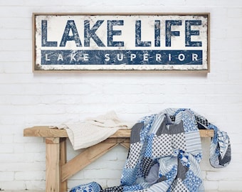 Lake Life Wall Art: Nautical Navy Blue - Personalized Canvas