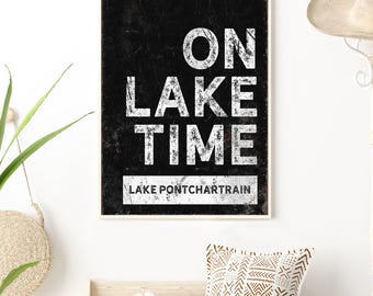Custom Lakehouse Wall Art - Black Canvas with Rustic Frame