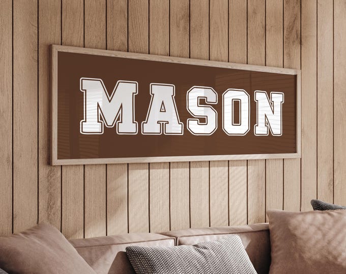 Name Sign for Boys: Sporty Wall Decor (Custom Colors, Framed Option)