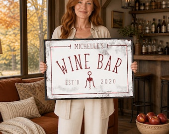 Vintage Wine Bar Canvas, Personalized Corkscrew Art (Multiple Sizes)
