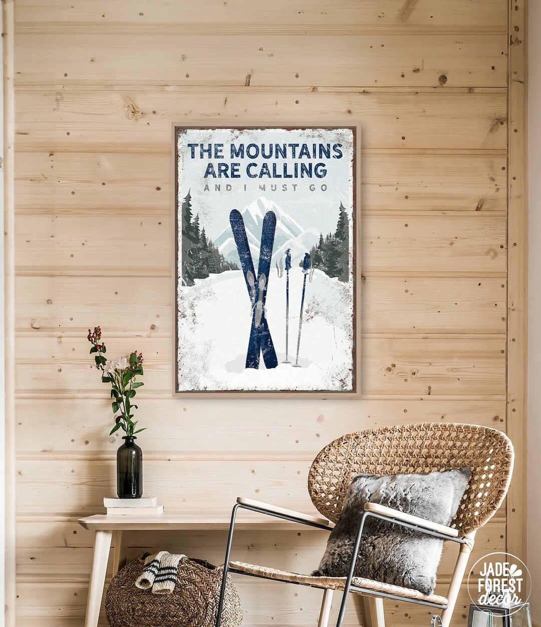 The MOUNTAINS ARE CALLING Poster, Custom Ski Mountain Wall Art, Ski