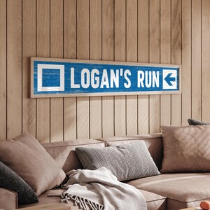 Custom Ski Trail Name Sign, Blue Intermediate Ski Trail Poster, Blue Square Ski Slope Poster, Faux Weathered Wood, Fun Ski Gift Ideas {stn}