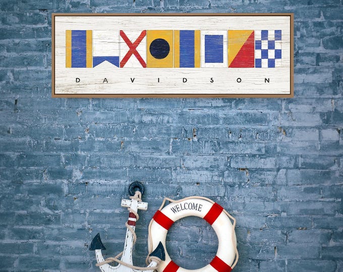 Maritime Wall Art Spelling Your Family Name In Nautical Signal Flags, Custom Nursery