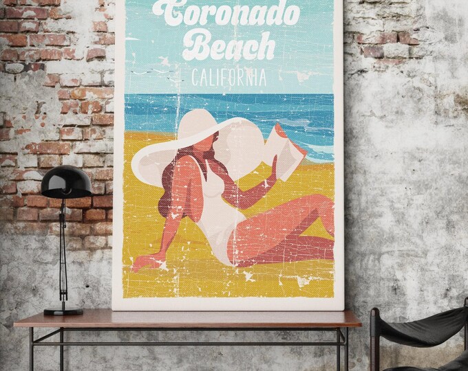 Coastal Beach Sign, Retro Style, Personalized (Multiple Sizes)