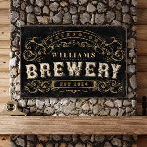 Personalized Basement Bar Sign, Brewery Wall Decor, Vintage Speakeasy Art, Custom Lounge Gift, Man Cave Decoration, Rec Room Display