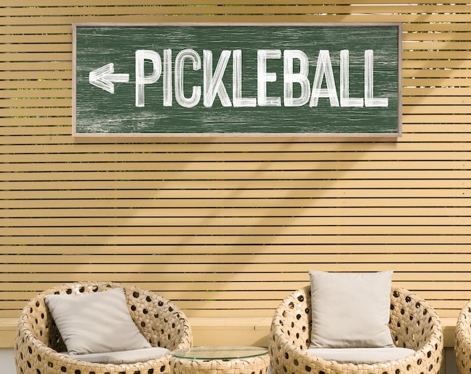 Pickleball Sign: Rustic Vintage Style (Custom Text and Arrow)