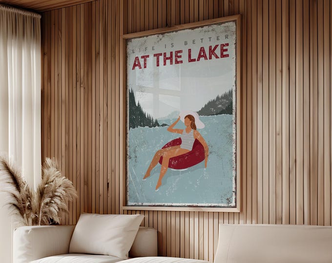Tube Lake Art, Life Is Better Lake House Decor, Gift For Mom Lake Life Sign