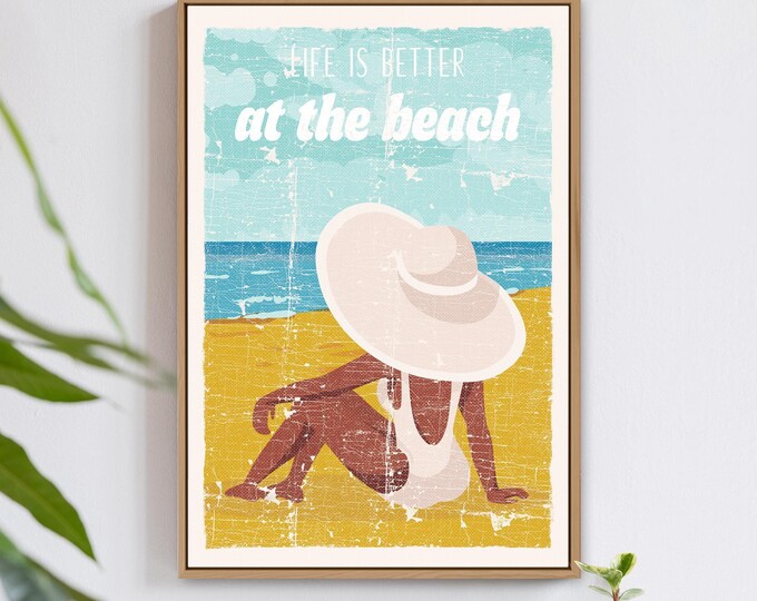 Beach House Wall Sign: Custom Vintage Style - Canvas or Aluminum