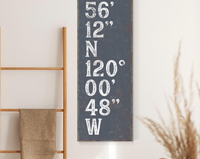 GPS Coordinates Wall Art - Personalized Nautical Canvas Print