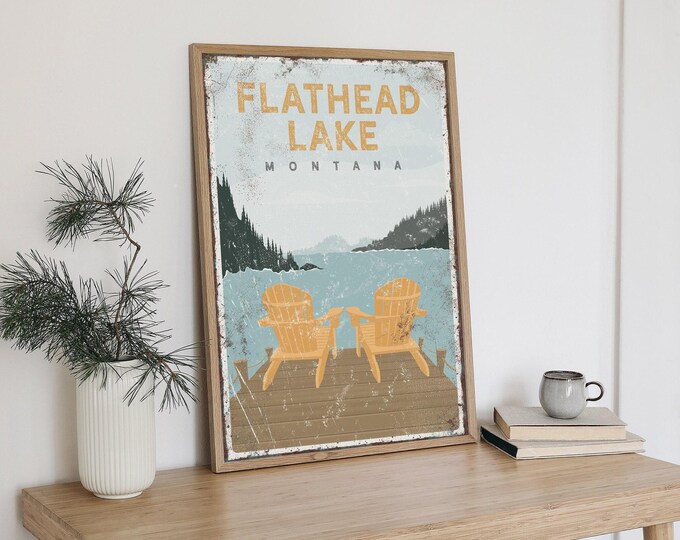 Yellow Adirondack Chair Poster: Personalized Lake Life Wall Art