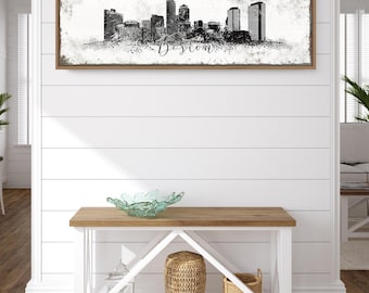 Boston Skyline Canvas Print, Black & White (Extra Large, Framed)