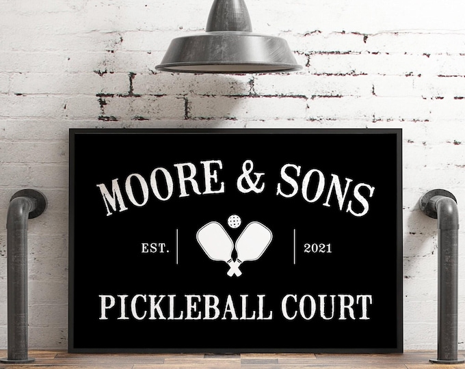 Custom Pickleball Court Sign - Name, Year, and Color Options