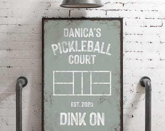 Personalized Pickleball Court Sign - Custom Name and Year in Sage Green