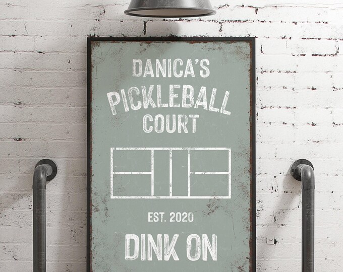 Personalized Pickleball Court Sign - Custom Name and Year in Sage Green