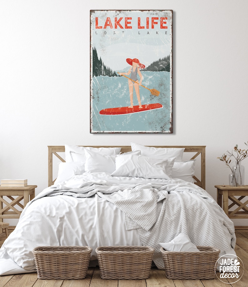Navy LAKE LIFE Sign Personalized Nautical Blue Lake House Etsy