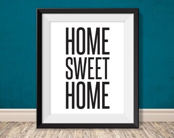 home sweet home // home printable poster PDF // happy house sign // positive energy art print // wall decor (straight forward)