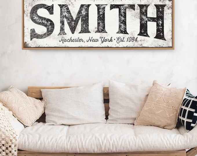Smith Family Name Sign, Personalized Established Year Print