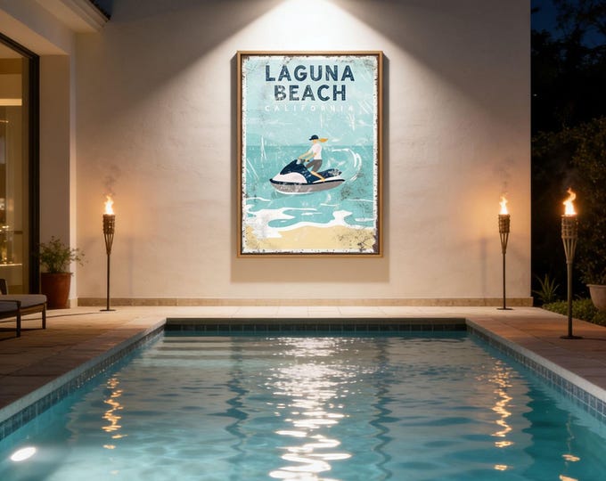 Jetski Canvas Print: Custom Ocean Sports Sign (Framed or Unframed)