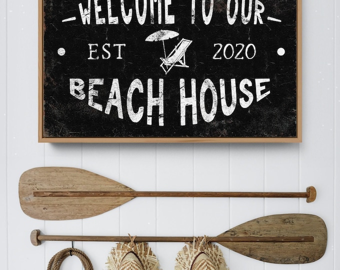 Beach House Sign, Welcome To Our Custom Family Est Year, Coastal Housewarming