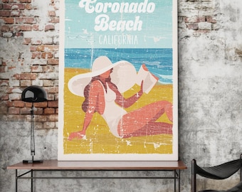 Coastal Beach Sign, Retro Style, Personalized (Multiple Sizes)