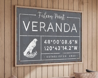 Coordinates Wall Sign: Falcon Icon, Farmhouse Decor (Canvas or Aluminum Print)