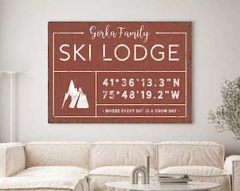 Personalized Mountain Retreat Sign: Family Name & Coordinates