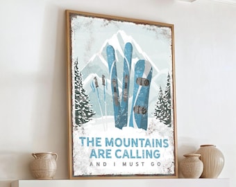 Ski Lodge Wall Art: Vintage Mountain Design (Canvas, Paper, or Aluminum)