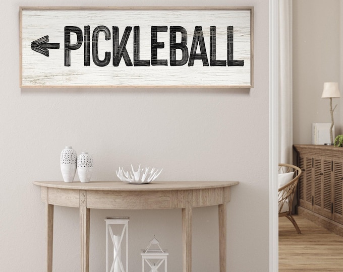 Rustic Pickleball Wall Art - Customizable Arrow Direction