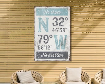 Coordinates Wall Sign: Rustic Tide and Slate - Personalized Text
