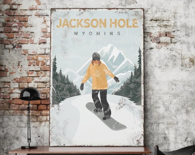 Vintage Snowboard Poster: Custom Mountain Canvas Print