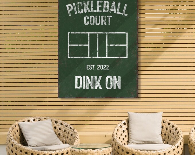 Pickleball Court Sign: Custom Name and Year (Vine Green or White)