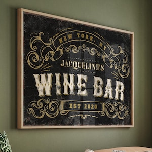 Personalized WINE BAR Sign, Custom Wine Gift for Her, Modern Farmhouse Rustic Decor, Unique Wine Gift Ideas, Gift for Family Name Sign