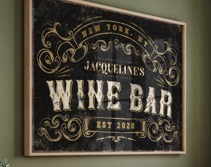 Personalized WINE BAR Sign, Custom Wine Gift for Her, Modern Farmhouse Rustic Decor, Unique Wine Gift Ideas, Gift for Family Name Sign