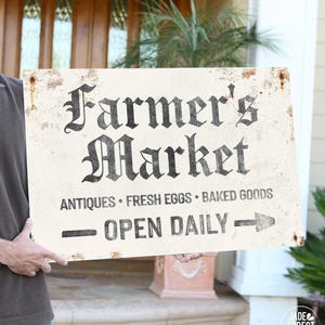 Farmhouse Market Wall Sign: Custom Vintage Design (Aluminum, Multiple Sizes)