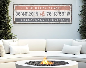 Vintage Coordinates Wall Art - Personalized Latitude Longitude Print